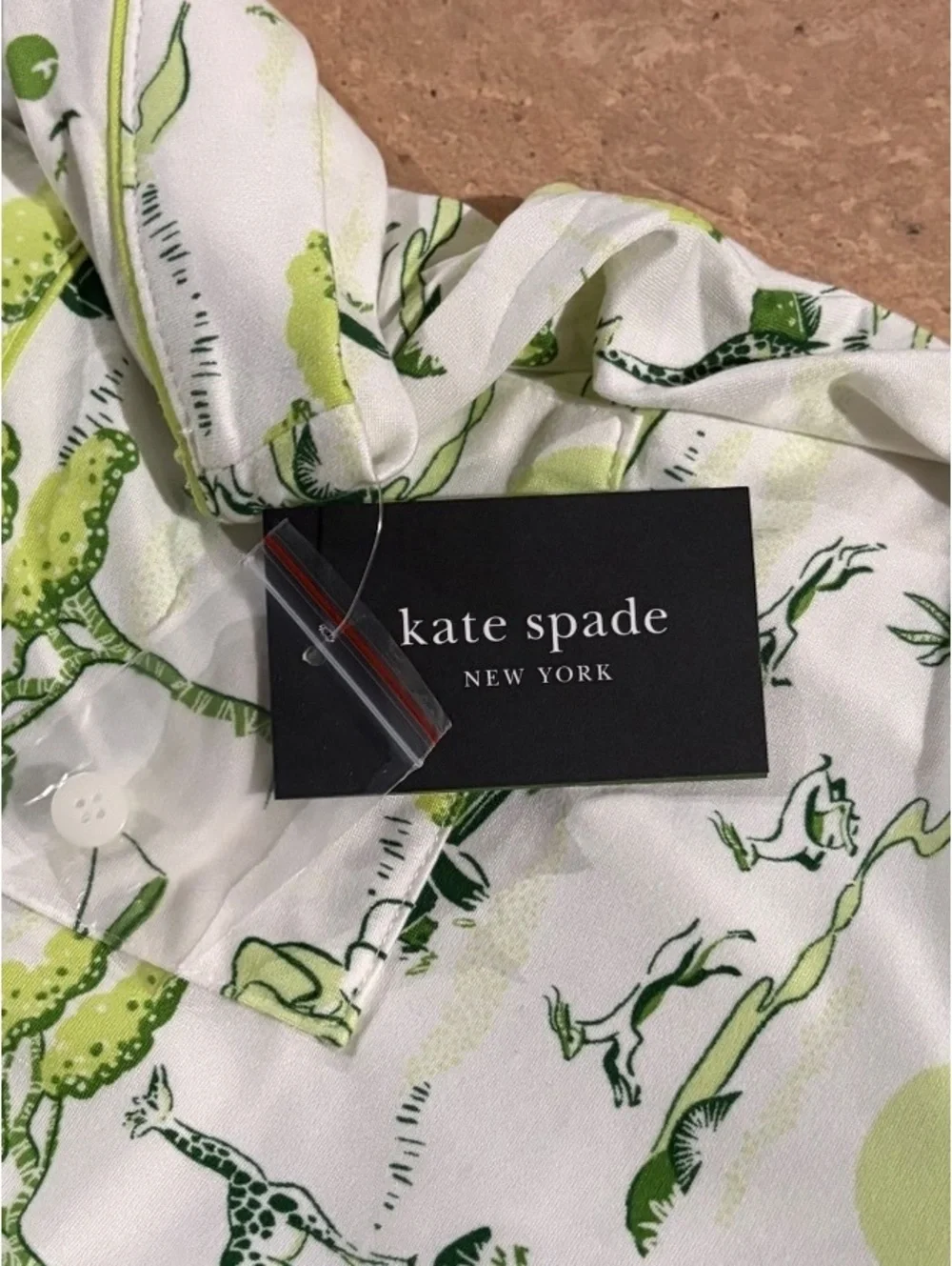 Kate Spade New York Green and White Safari Print 2-Piece Pajama Set Size XL